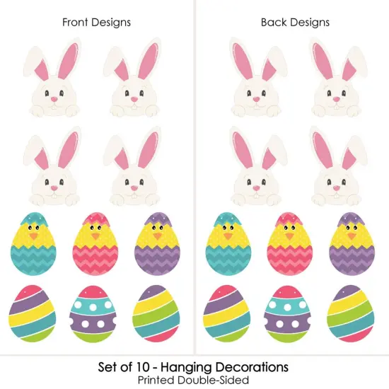 Big Dot of Happiness Hanging Hippity Hoppity - Outdoor Hanging Decor - Easter Bunny Party Decorations - 10 Pieces {4}