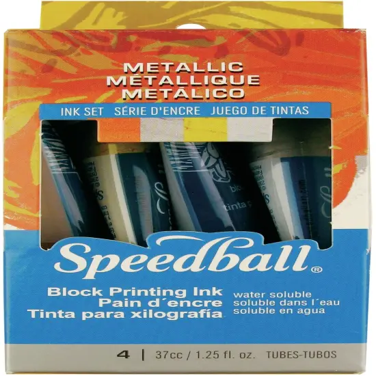 Speedball Block Ink Set 4/Pkg-Metallic Set {1}