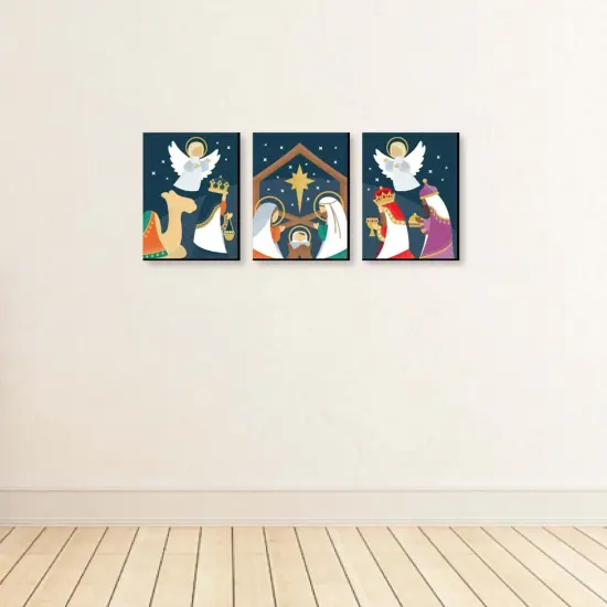 Big Dot of Happiness Holy Nativity - Religious Nursery Wall Art and Manger Scene Christmas Room Decor - 7.5 x 10 inches - Set of 3 Prints {4}