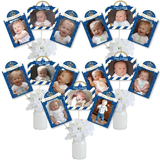 Big Dot of Happiness Royal Prince Charming - Birthday Party Picture Centerpiece Sticks - Photo Table Toppers - 15 Pieces {1}