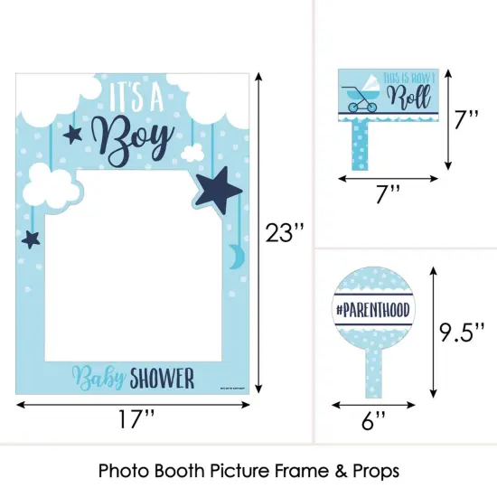 Big Dot of Happiness It's a Boy - Blue Baby Shower Selfie Photo Booth Picture Frame and Props - Printed on Sturdy Material {6}