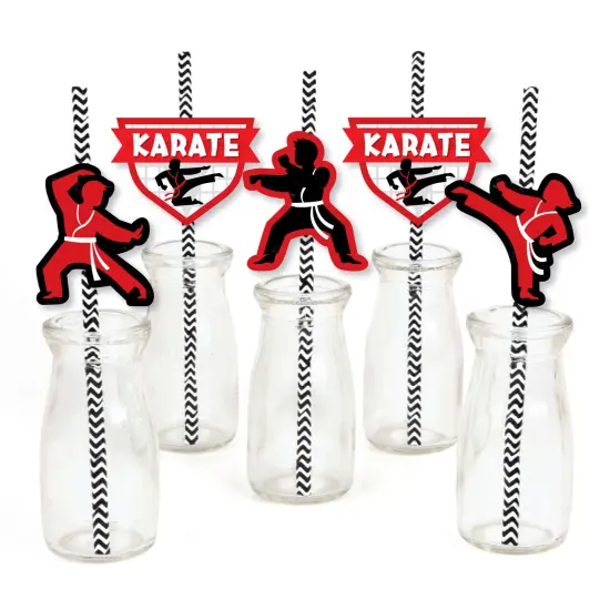 Big Dot of Happiness Karate Master - Paper Straw Decor - Martial Arts Birthday Party Striped Decorative Straws - Set of 24 {1}