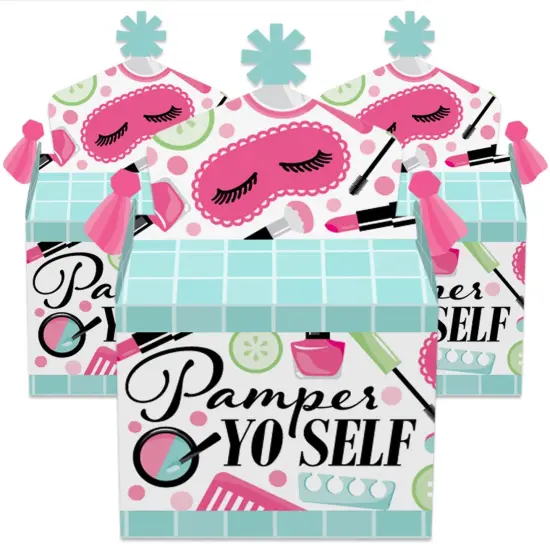 Big Dot of Happiness Spa Day - Treat Box Party Favors - Girls Makeup Party Goodie Gable Boxes - Set of 12 {3}