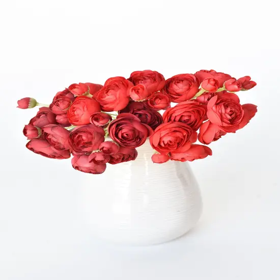 10.5" Faux Red Ranunculus Stem Bundle {6}