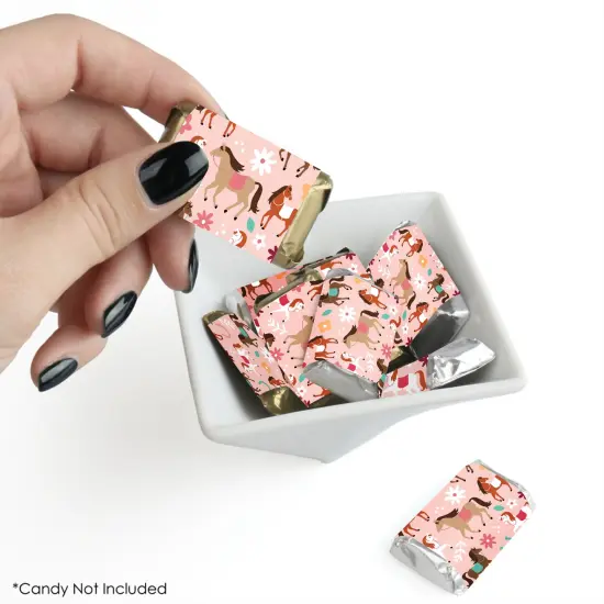Big Dot of Happiness Run Wild Horses - Mini Candy Bar Wrapper Stickers - Pony Birthday Party Small Favors - 40 Count {3}