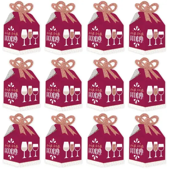 Big Dot of Happiness But First, Wine - Square Favor Gift Boxes - Wine Tasting Party Bow Boxes - Set of 12 {6}