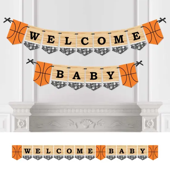 Big Dot of Happiness Nothin' but Net - Basketball - Baby Shower Bunting Banner - Sports Party Decorations - Welcome Baby {1}