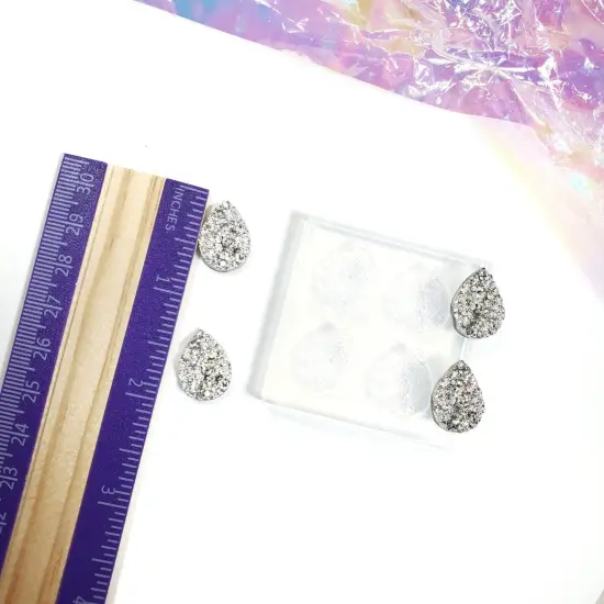 Tear Drop Druzy 13mmx18mm Silicone Mold 2 pairs(B3) {3}