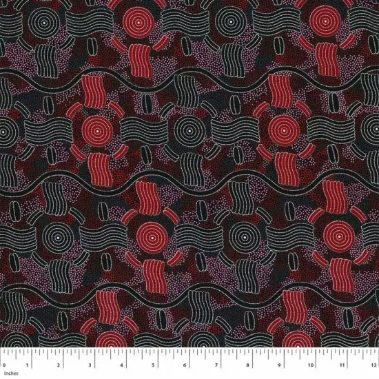 Aboriginal fabric Rain Dreaming Red by M S Textiles {2}