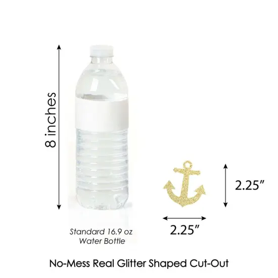 Big Dot of Happiness Gold Glitter Anchor Party Straws - No-Mess Real Gold Glitter Cut-Outs and Decorative Nautical Party Paper Straws - Set of 24 {7}