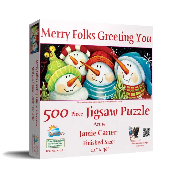 Sunsout Merry Folks Greeting You 500 pc Christmas Jigsaw Puzzle 70136 {3}