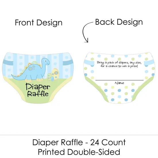Big Dot of Happiness Baby Boy Dinosaur - Diaper Shaped Raffle Ticket Inserts - Baby Shower Activities - Diaper Raffle Game - Set of 24 {3}