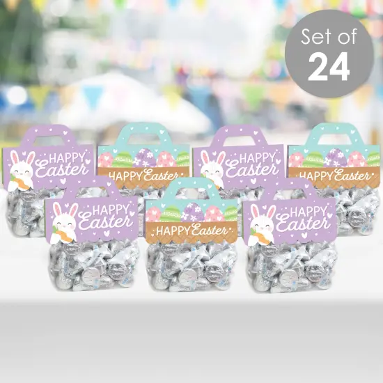 Big Dot of Happiness Spring Easter Bunny - DIY Happy Easter Party Clear Goodie Favor Bag Labels - Candy Bags with Toppers - Set of 24 {3}