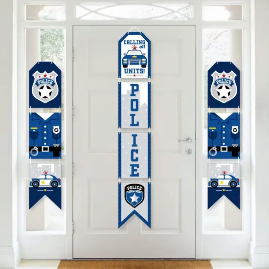 Big Dot of Happiness Calling All Units - Police - Hanging Vertical Paper Door Banners - Cop Birthday Party or Baby Shower Wall Kit - Indoor Door Decor {1}