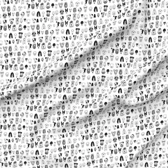 Various Fabrics by the Yard or Fat Quarter Dog Doodles Black Ink Dogs Happy Faces Whimsical Kids Decor Custom Printed Fabric by Spoonflower {6}