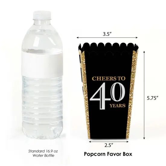 Big Dot of Happiness Adult 40th Birthday - Gold - Birthday Party Favor Popcorn Treat Boxes - Set of 12 {3}