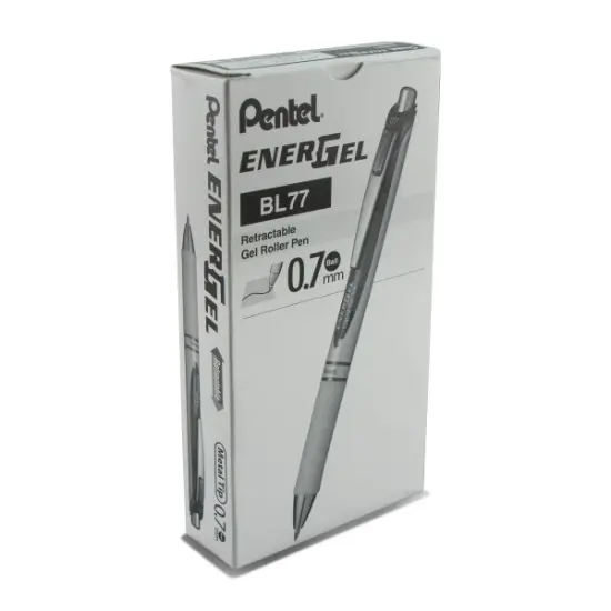 EnerGel Pearl Retractable Liquid Gel Pen, (0.7mm) Metal Tip, Medium Line, Black Accent, Black Ink {2}