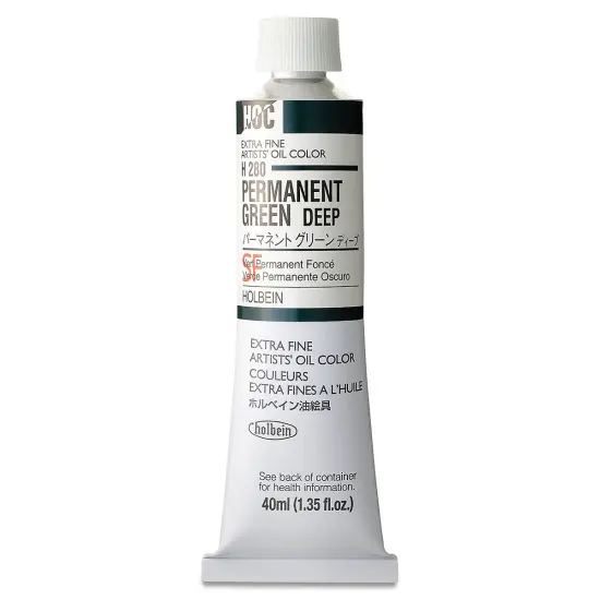 Holbein Artists' Oil Color - Permanent Green Deep, 40 ml tube {2}