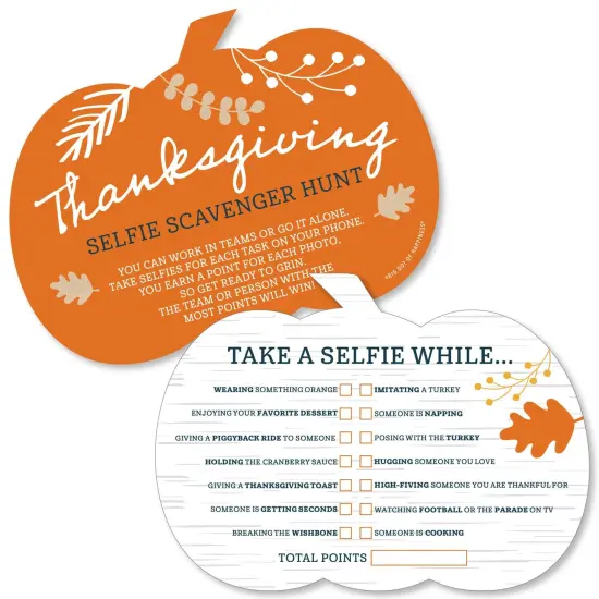 Big Dot of Happiness Happy Thanksgiving - Selfie Scavenger Hunt - Fall Harvest Party Game - Set of 12 {1}
