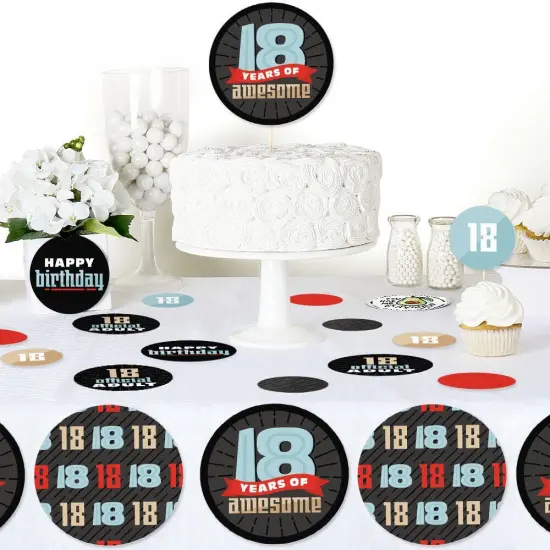 Big Dot of Happiness Boy 18th Birthday - Eighteenth Birthday Party Giant Circle Confetti - Party Decorations - Large Confetti 27 Count {6}