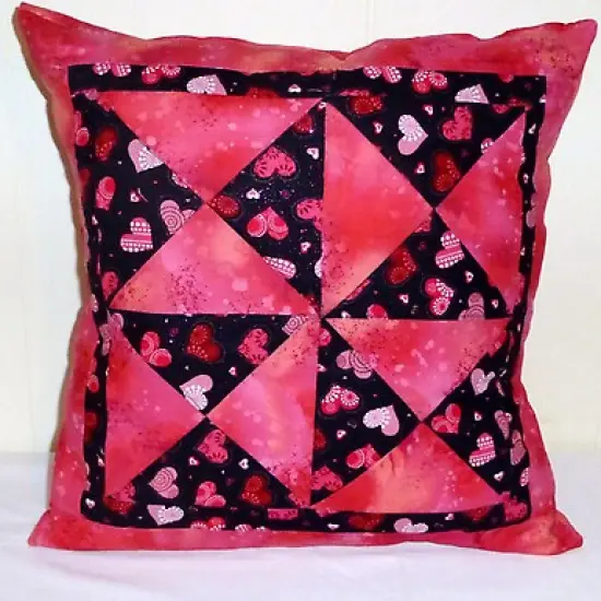 Valentine Pillow -Pinwheel Hearts in Black and Red Pixie Dust- Handmadeand ... {1}