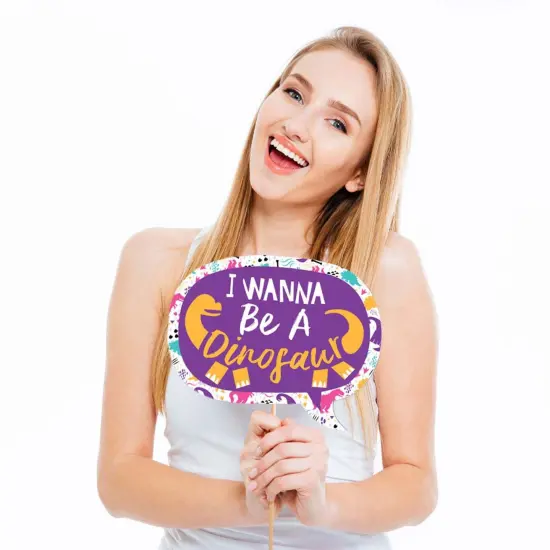 Big Dot of Happiness Funny Roar Dinosaur Girl - Dino Mite T-Rex Baby Shower or Birthday Party Photo Booth Props Kit - 10 Piece {3}