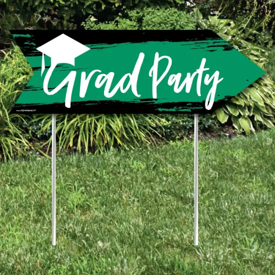 Big Dot of Happiness Green Graduation Party Sign Arrow - Double Sided Directional Yard Signs - Set of 2 {3}