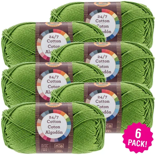 (6 Pack) Lion Brand 24/7 Cotton Yarn - Grass {1}