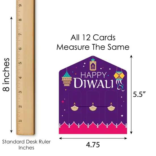 Big Dot of Happiness Happy Diwali - Festival of Lights Party Game Pickle Cards - Pull Tabs 3-in-a-Row - Set of 12 {7}