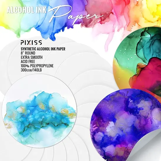 Pixiss Alcohol Ink Paper 25 Sheets Heavy Circle Paper 8" 203mm, 300gsm Cardstock {2}