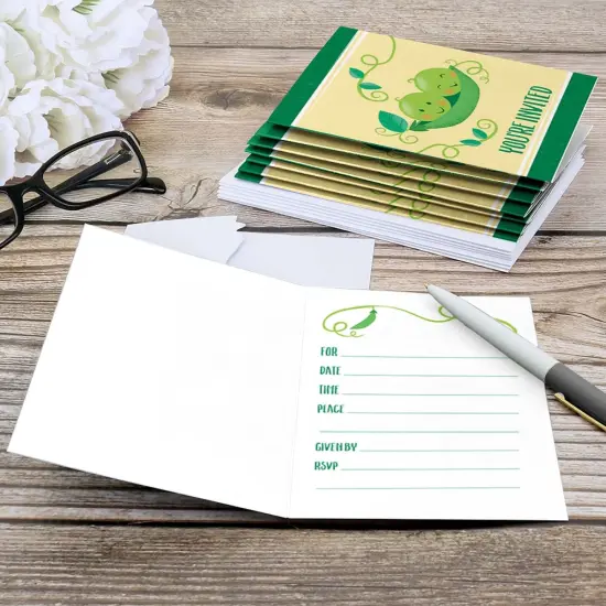 Big Dot of Happiness Double the Fun - Twins Two Peas in a Pod - Fill-in Baby Shower or First Birthday Party Invitations (8 Count) {6}