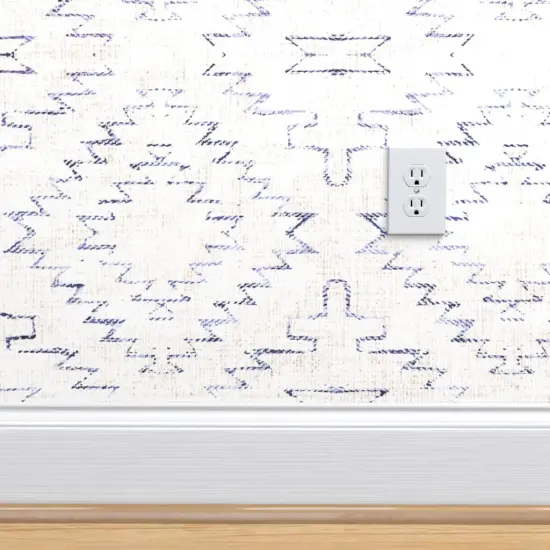 Pre-Pasted Wallpaper 2FT Wide French Geo Boho Custom Pre-pasted Wallpaper by Spoonflower {4}