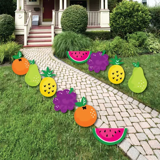 Big Dot of Happiness Tutti Fruity - Fruit Lawn Decorations - Outdoor Frutti Summer Baby Shower or Birthday Party Yard Decorations - 10 Piece {1}