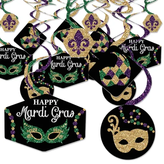 Big Dot of Happiness Mardi Gras - Masquerade Party Hanging Decor - Party Decoration Swirls - Set of 40 {1}