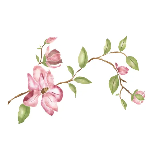 Japanese Magnolia Branch Wall Stencil | 3300 by Designer Stencils | Animal & Nature Stencils | Reusable Art Craft Stencils for Painting on Walls, Canvas, Wood | Reusable Plastic Paint Stencil for Home Makeover | Easy to Use & Clean Art Stencil {1}