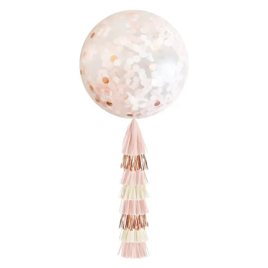 Jumbo Confetti Balloon & Tassel Tail - Blush & Rose Gold {1}