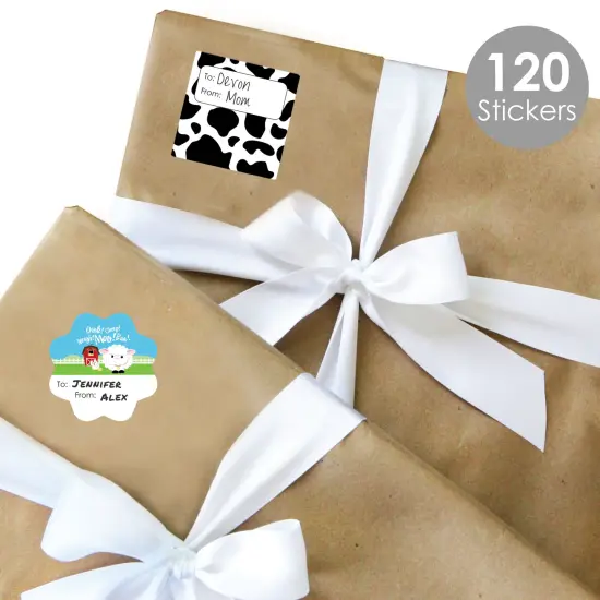 Big Dot of Happiness Farm Animals - Assorted Barnyard Baby Shower or Birthday Party Gift Tag Labels - To and From Stickers - 12 Sheets - 120 Stickers {3}
