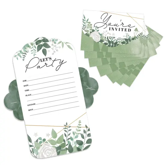 Big Dot of Happiness Boho Botanical - Fill-In Cards - Greenery Party Fold and Send Invitations - Set of 8 {1}
