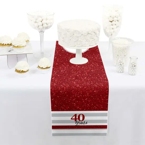 Big Dot of Happiness We Still Do - 40th Wedding Anniversary - Petite Anniversary Party Paper Table Runner - 12 x 60 inches {3}