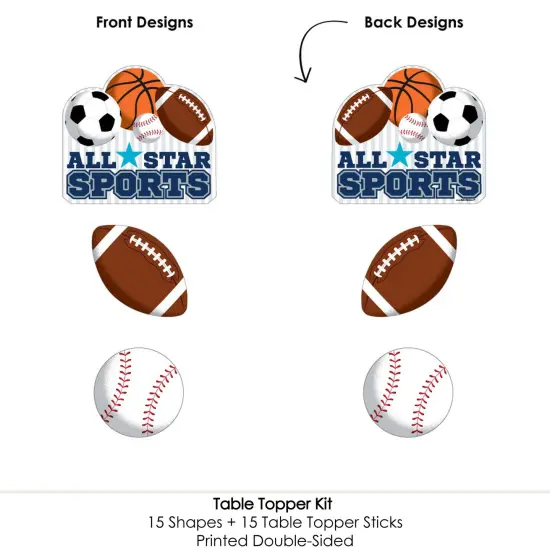 Big Dot of Happiness Go, Fight, Win - Sports - Baby Shower or Birthday Party Centerpiece Sticks - Table Toppers - Set of 15 {6}