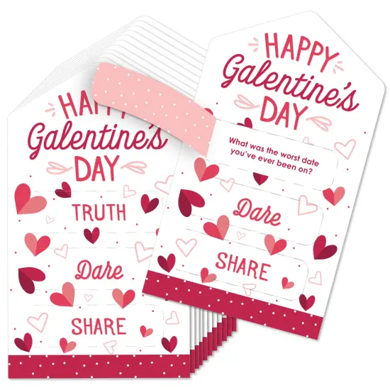 Big Dot of Happiness Happy Galentine's Day - Valentine's Day Party Game Pickle Cards - Truth, Dare, Share Pull Tabs - Set of 12 {1}