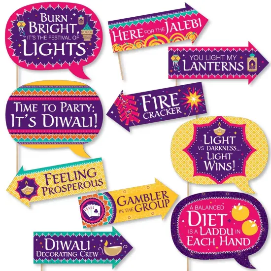 Big Dot of Happiness Happy Diwali - Festival of Lights Party Photo Booth Props Kit - 10 Piece {1}