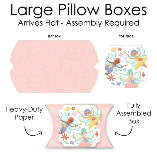 Big Dot of Happiness Let's Be Fairies - Favor Gift Boxes - Fairy Garden Birthday Party Large Pillow Boxes - Set of 12 {7}