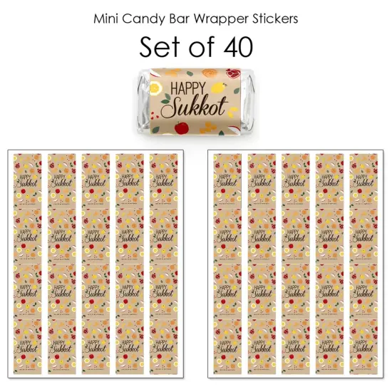 Big Dot of Happiness Sukkot - Mini Candy Bar Wrapper Stickers - Sukkah Holiday Small Favors - 40 Count {4}
