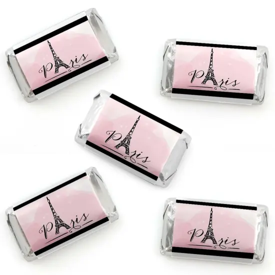 Big Dot of Happiness Paris, Ooh La La - Mini Candy Bar Wrapper Stickers - Paris Themed Baby Shower or Birthday Party Small Favors - 40 Count {1}