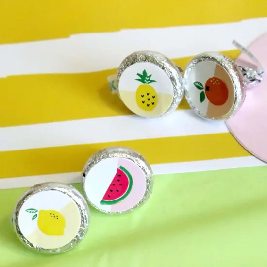 Big Dot of Happiness Tutti Fruity - Frutti Summer Baby Shower or Birthday Round Candy Sticker Favors - Labels Fits Chocolate Candy (1 sheet of 108) {7}