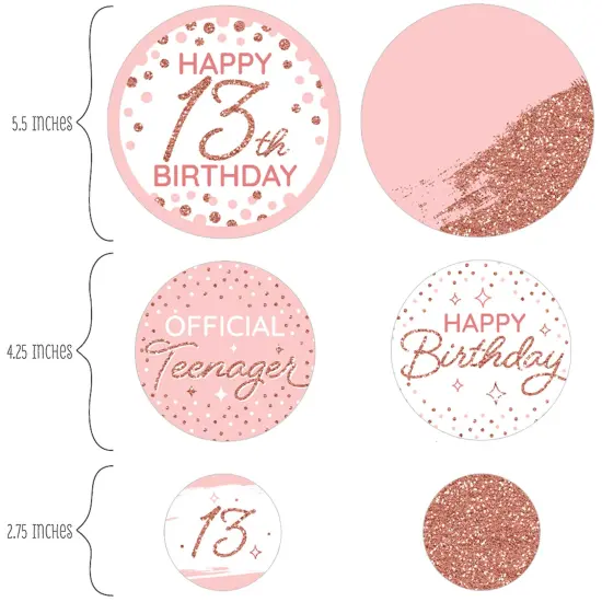 Big Dot of Happiness 13th Pink Rose Gold Birthday - Happy Birthday Party Giant Circle Confetti - Party Decorations - Large Confetti 27 Count {3}