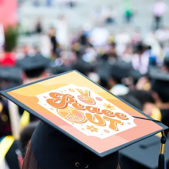 Big Dot of Happiness Peace Out - Groovy Hippie Graduation Cap Decorations Kit - Grad Cap Cover {4}