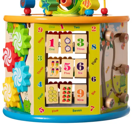 8 in 1 Colorful Attractive Wooden Kids Baby Activity Play Cube, Fun Toy Center For Playroom, Nursery, Preschool, and Doctors' Office {6}