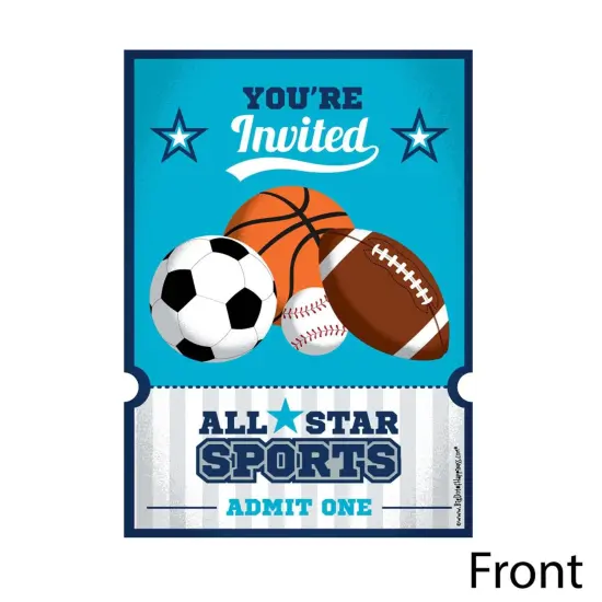 Big Dot of Happiness Go, Fight, Win - Sports - Shaped Fill-in Invitations - Baby Shower or Birthday Party Invitation Cards with Envelopes - Set of 12 {3}